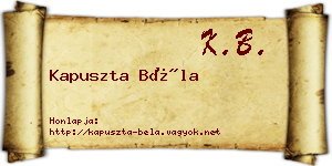 Kapuszta Béla névjegykártya